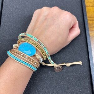 Dylan Jewelry Summer Wrap Bracelet Turquoise Color Stone Vegan Leather NWT